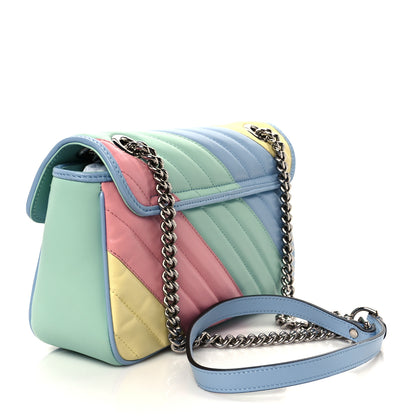 Gucci Calfskin Matelasse Diagonal Small GG Marmont Shoulder Bag Multicolor Pastel 3 of 10