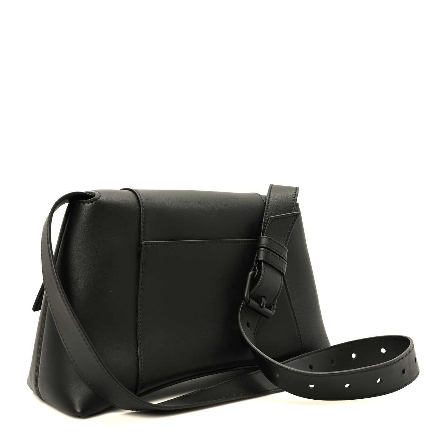Semi Shiny Smooth Calfskin Monochrome Small Downtown Shoulder Bag Black
