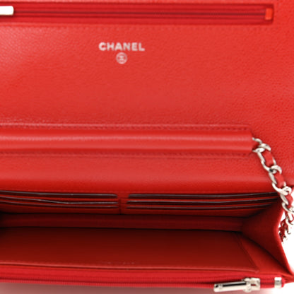 Chanel Caviar Quilted Wallet On Chain WOC Red 5 of 12