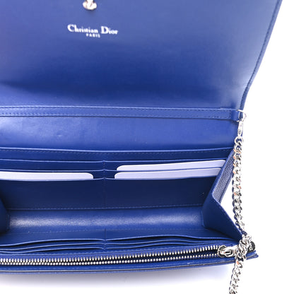 Christian Dior Grained Calfskin Diorama Croisiere Chain Wallet Blue 4 of 9