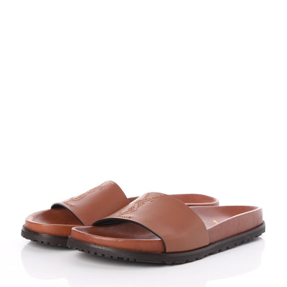 Saint Laurent Calfskin Monogram Jimmy Joan Slide Sandals 39 Whiskey 3 of 9