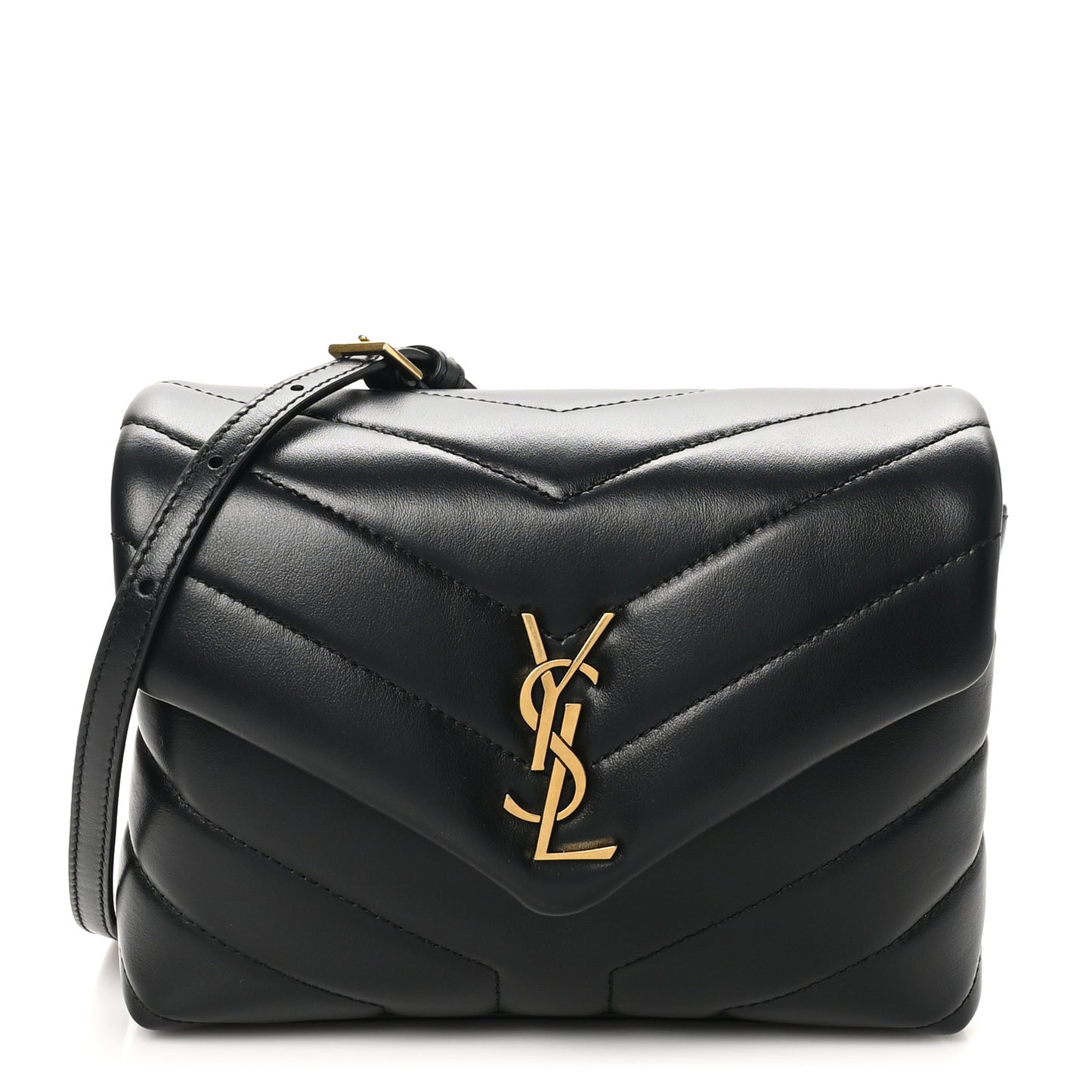 Calfskin Y Quilted Monogram Toy Loulou Crossbody Bag Black
