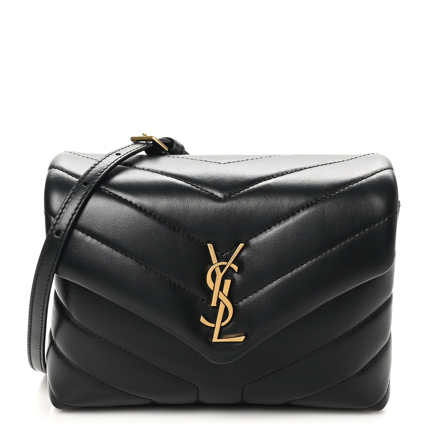 Saint Laurent Calfskin Y Quilted Monogram Toy Loulou Crossbody Bag Black 1 of 10