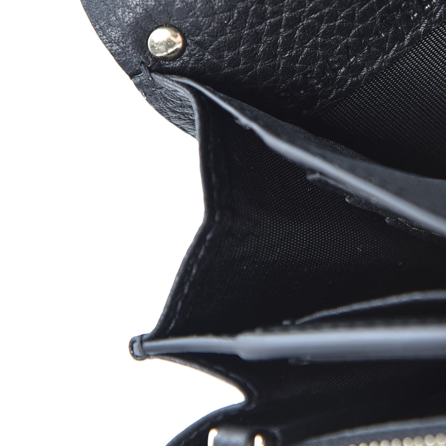 Pebbled Calfskin Rockstud Flap Wallet Black