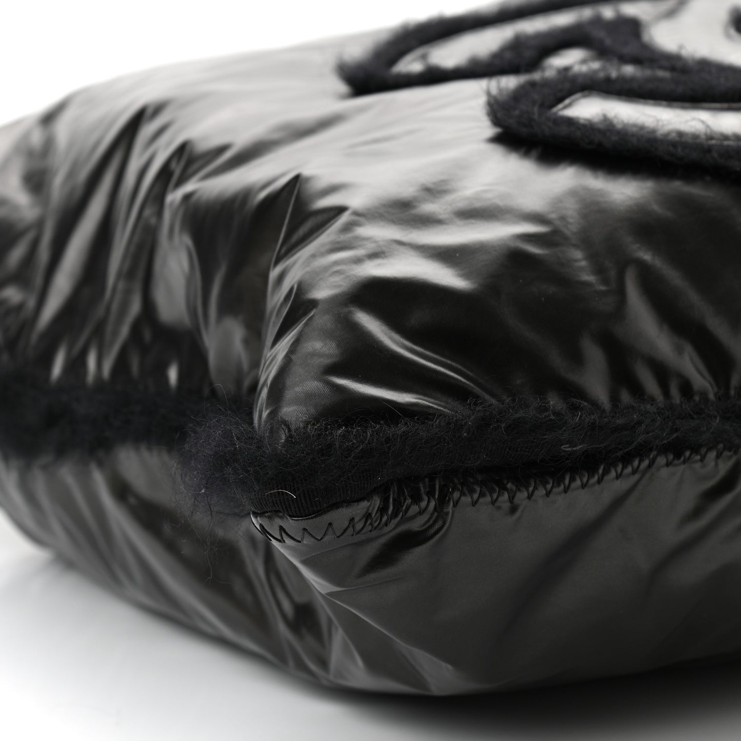 Vinyl Mohair Trimmed CC Bonbons Tote Black