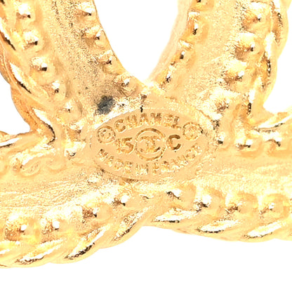 Chanel CC Drop Earrings Matte Gold 4 of 5