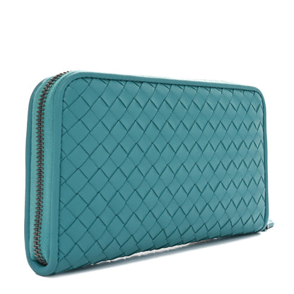 Bottega Veneta Nappa Intrecciato Zip Around Wallet Aqua 3 of 11