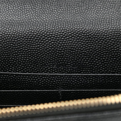 Saint Laurent Grain De Poudre Matelasse Chevron Monogram Chain Wallet Black 6 of 9