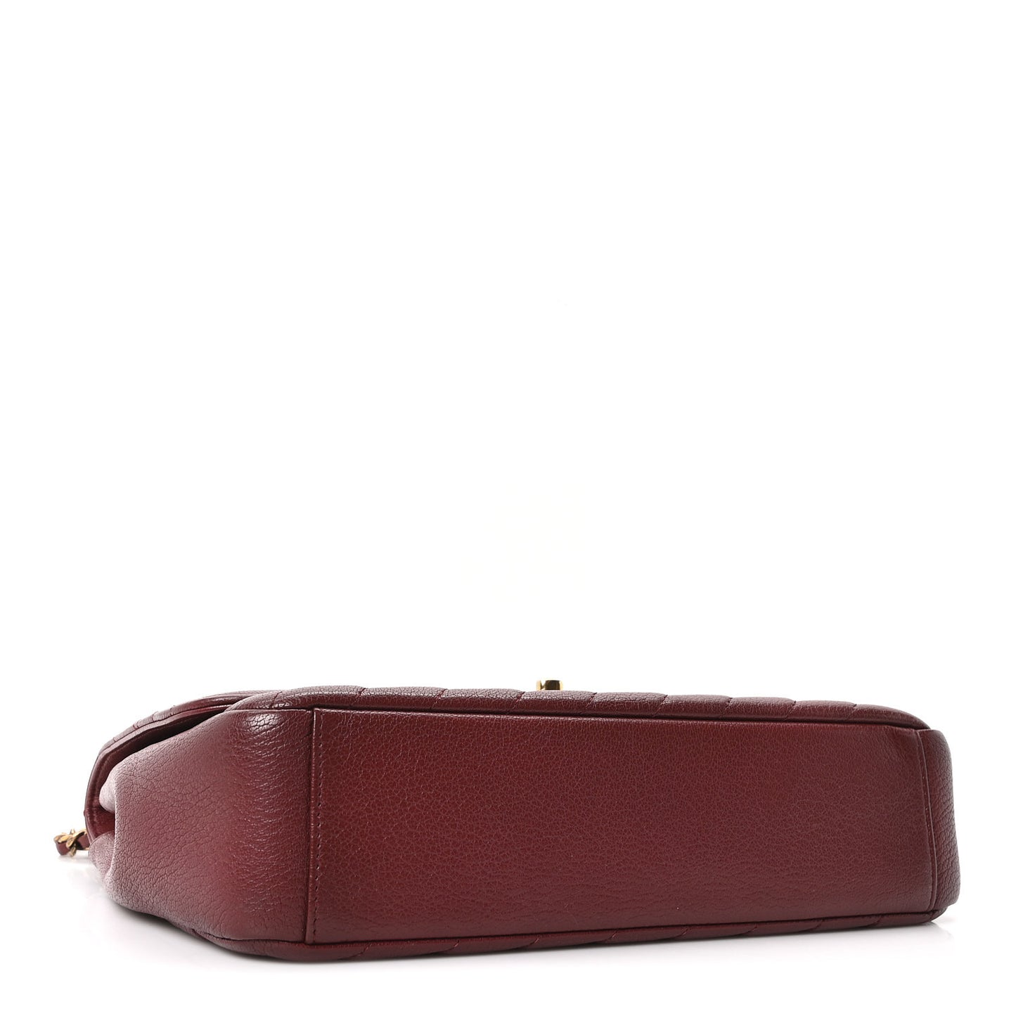 Shiny Goatskin Diagonal Quilted Medium Flap Burgundy