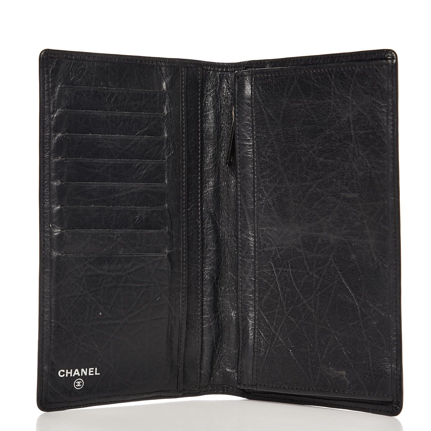 Calfskin Quilted Cambon Yen Wallet Black