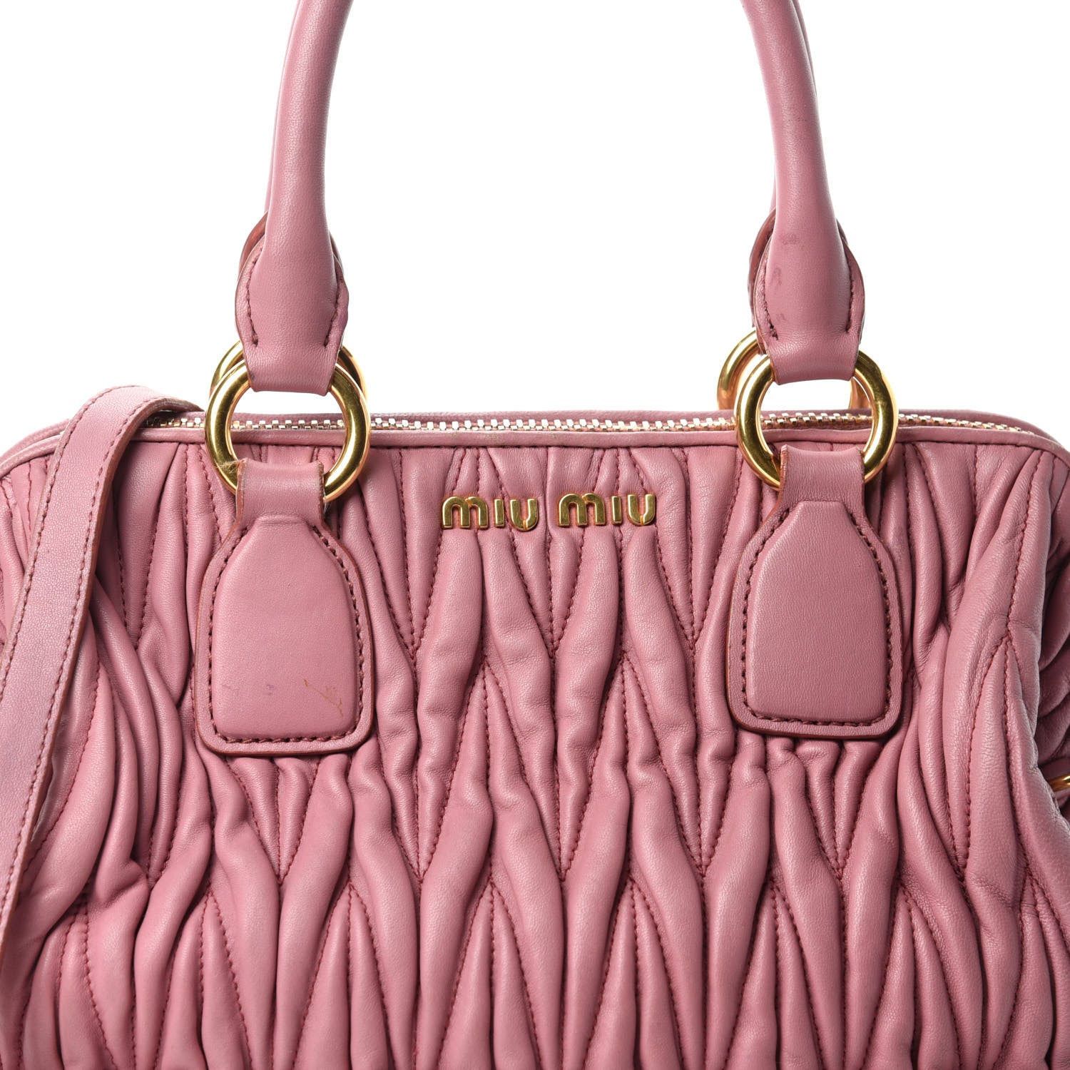 Miu Miu Nappa Matelasse Top Handle Bowler Rosa 13 of 13