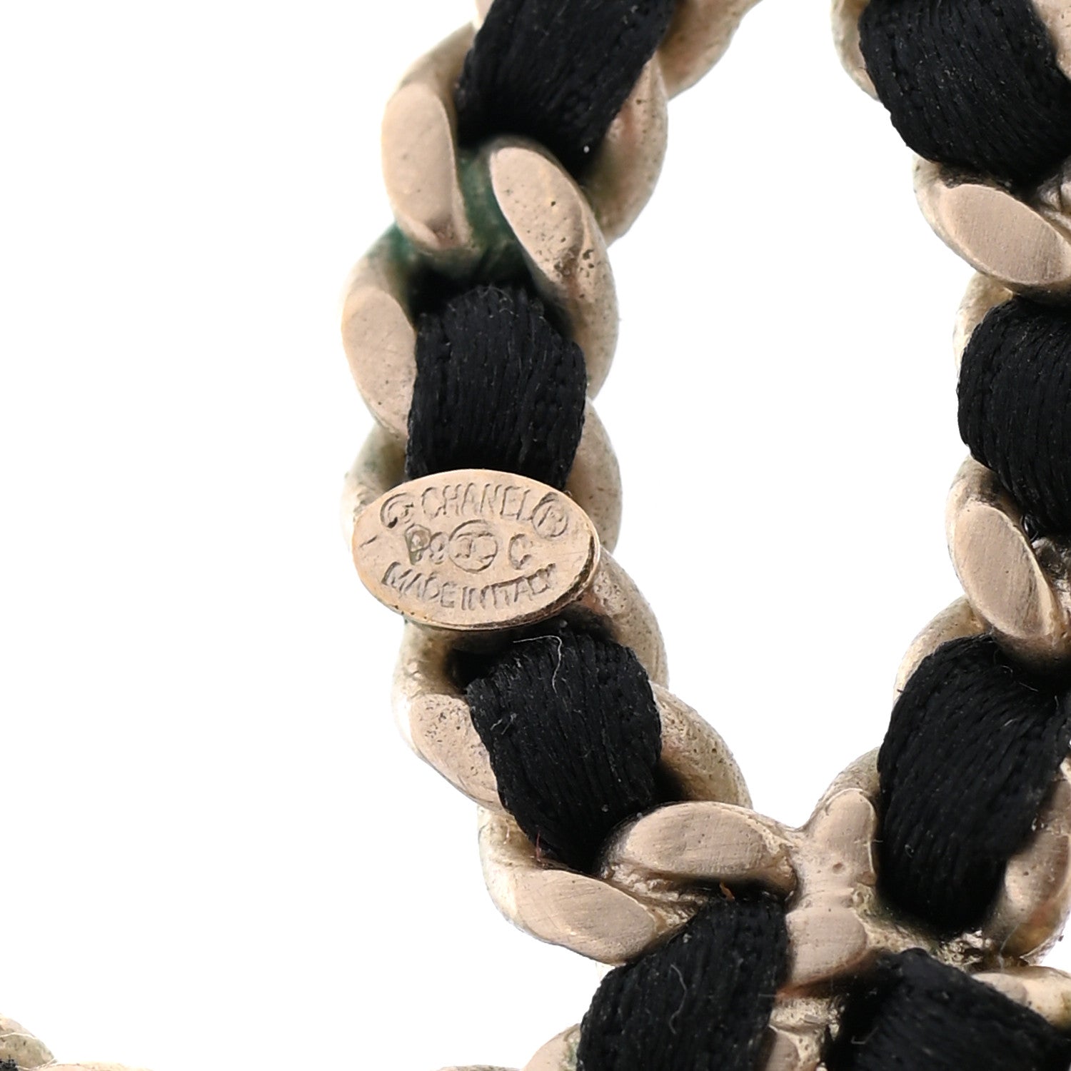 Chanel Satin Ribbon CC Heart Chain Earrings Black 4 of 6