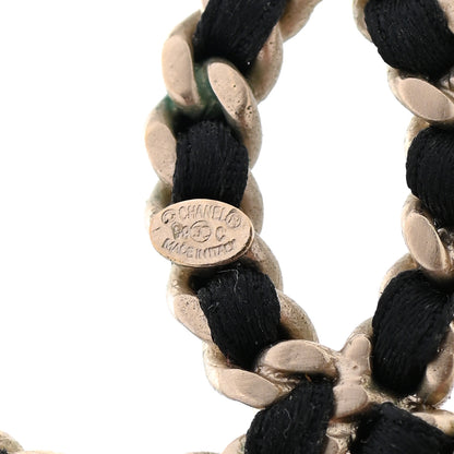 Chanel Satin Ribbon CC Heart Chain Earrings Black 4 of 6