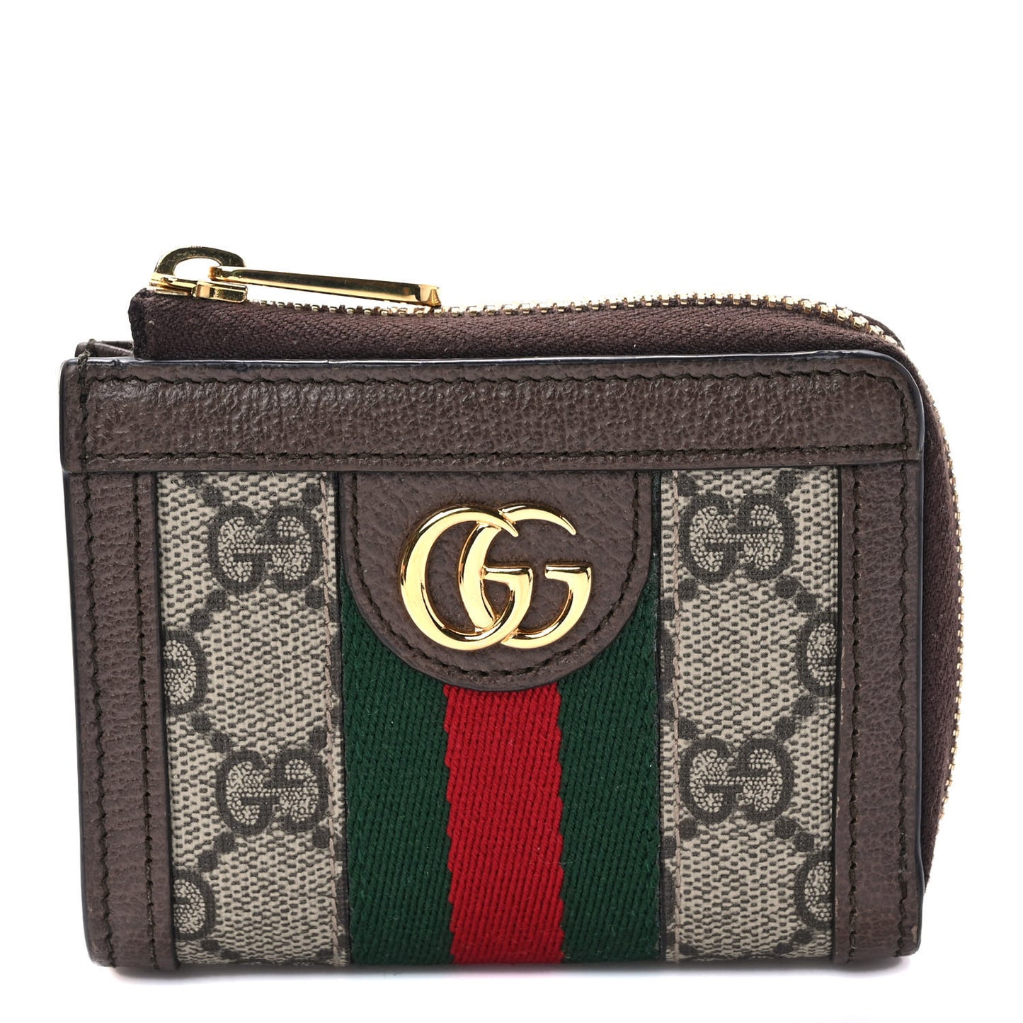 GG Supreme Monogram Web Ophidia Zip Wallet Beige New Acero