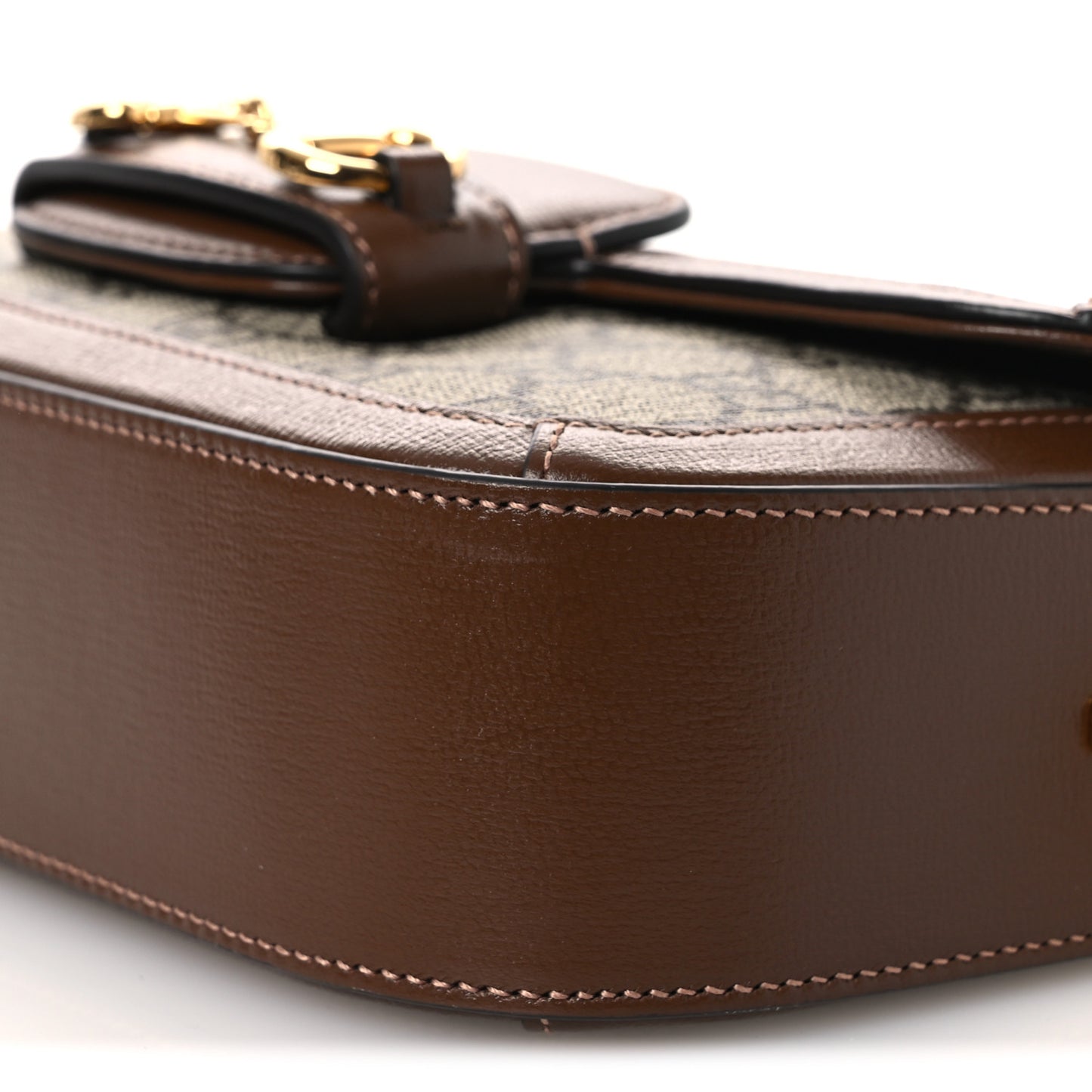 GG Supreme Monogram Small Horsebit 1955 Chain Shoulder Bag Beige Ebony Brown Sugar
