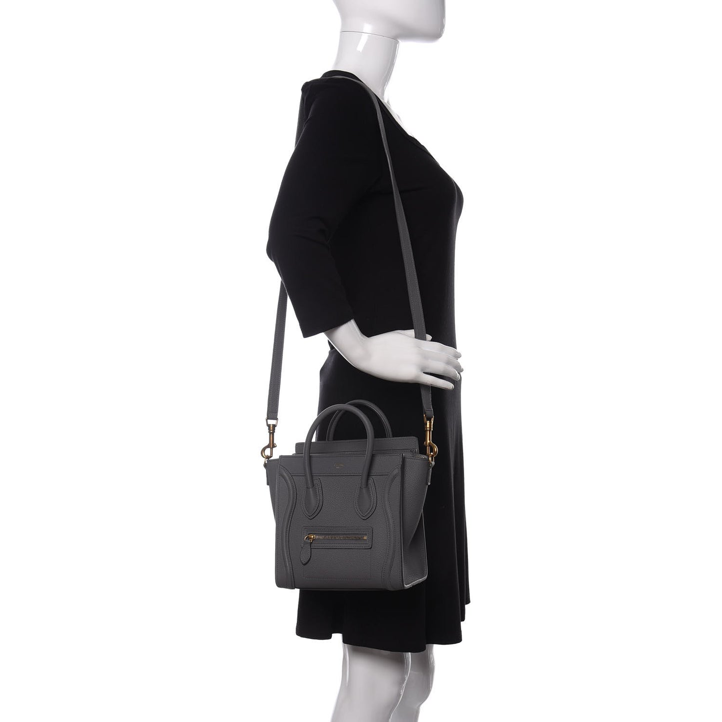 Baby Drummed Calfskin Nano Luggage Kohl