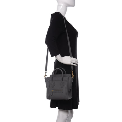 Celine Baby Drummed Calfskin Nano Luggage Kohl 2 of 9