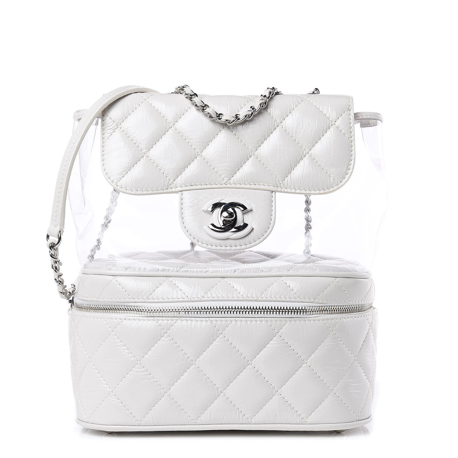 Chanel Crumpled Calfskin PVC Quilted Flap White 1 of 12