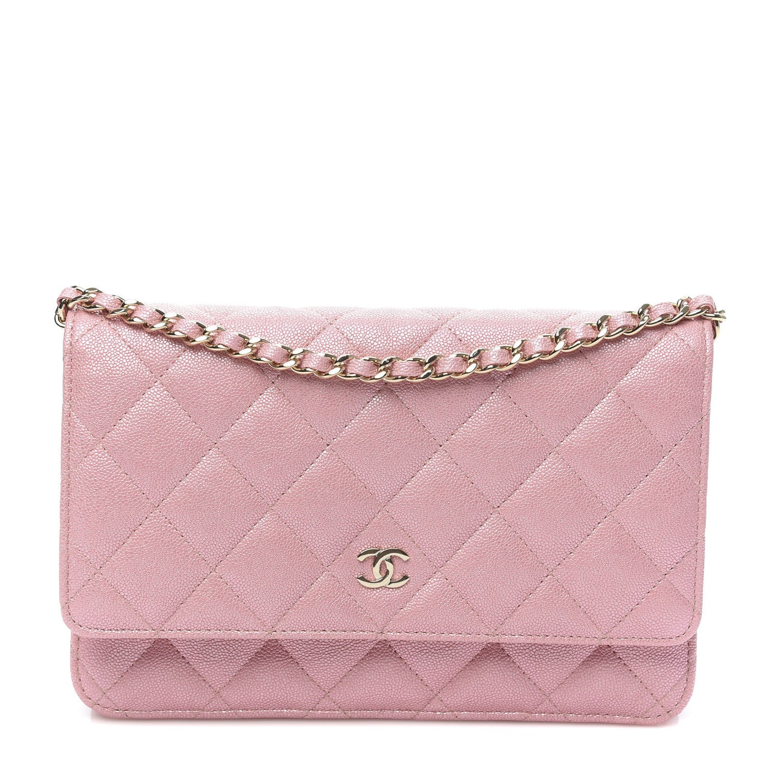 Chanel Iridescent Caviar Quilted Wallet on Chain WOC Rose Pink 1 of 12