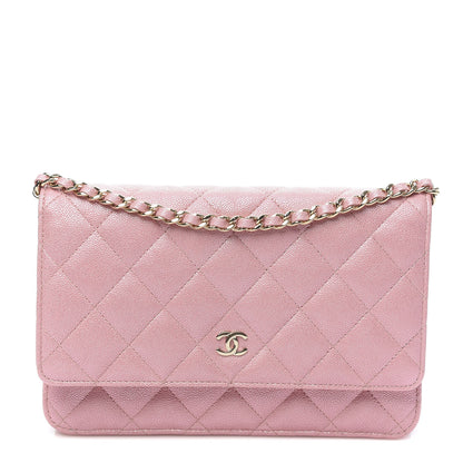 Chanel Iridescent Caviar Quilted Wallet on Chain WOC Rose Pink 1 of 12