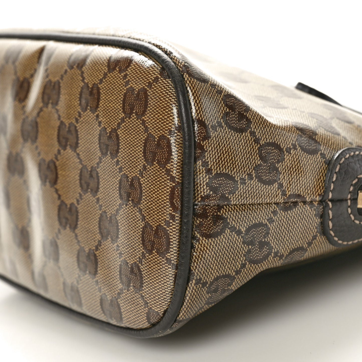 Crystal Monogram Dollar Calfskin Mini Dome Bag Beige Ebony Testa di Moro