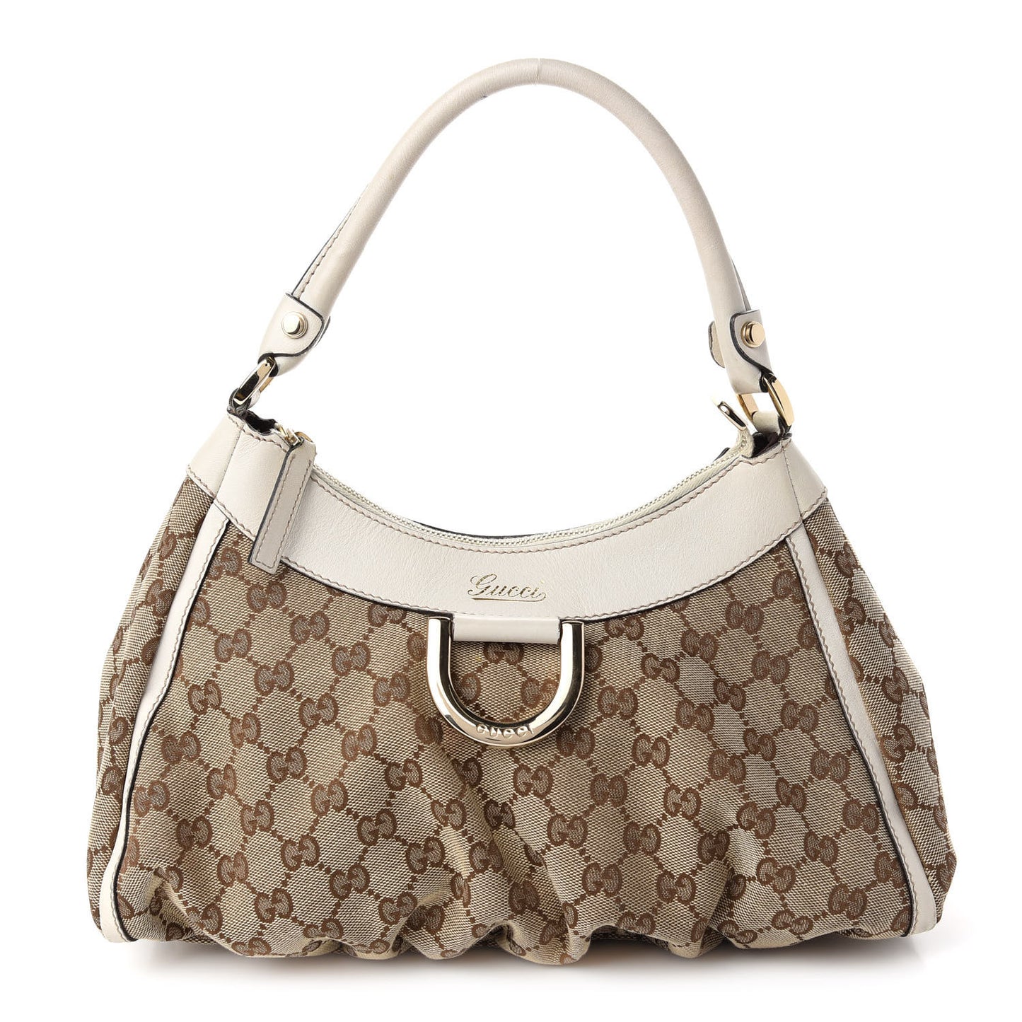 Monogram Medium D Gold Ring Hobo White