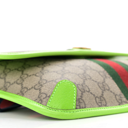 Gucci GG Supreme Monogram Web Small Ophidia Belt Bag Beige Ebony Electric Green 9 of 12