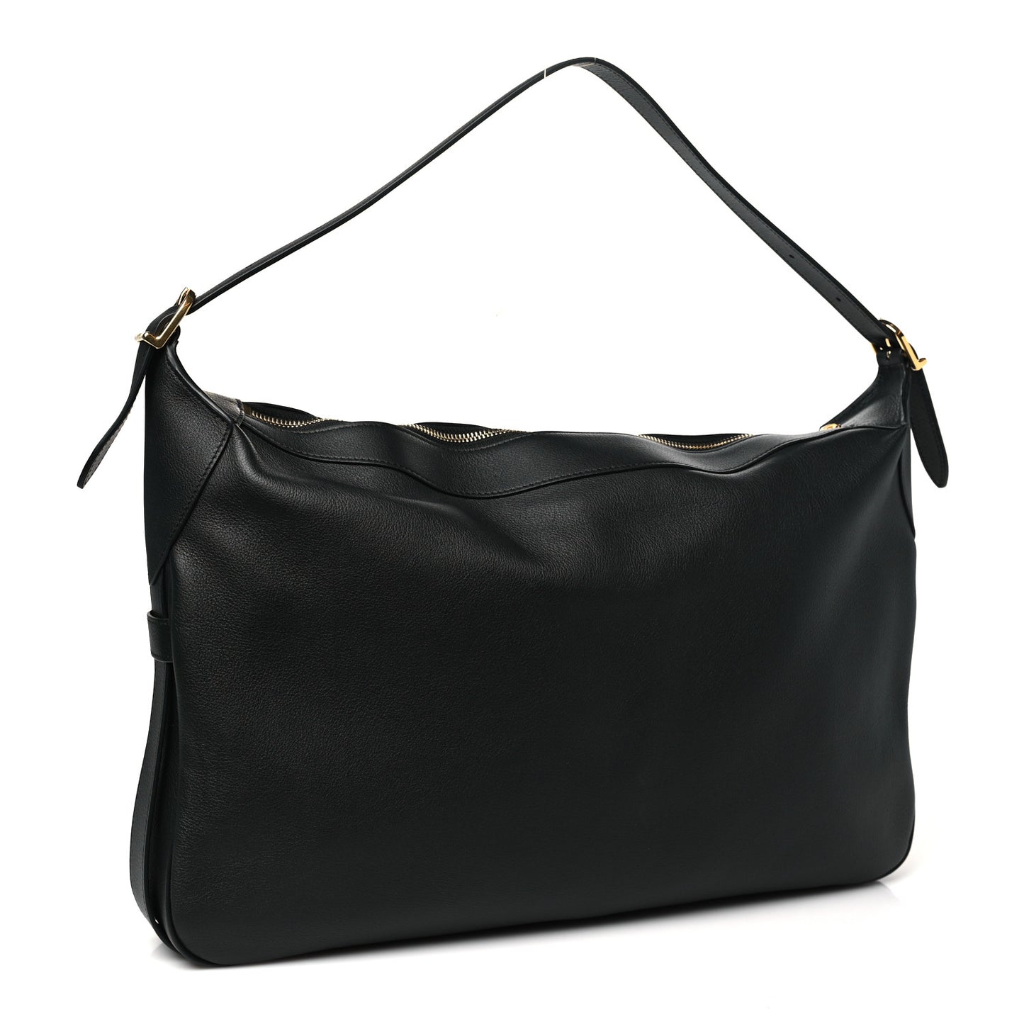 Supple Calfskin Large Romy Shoulder Bag Black