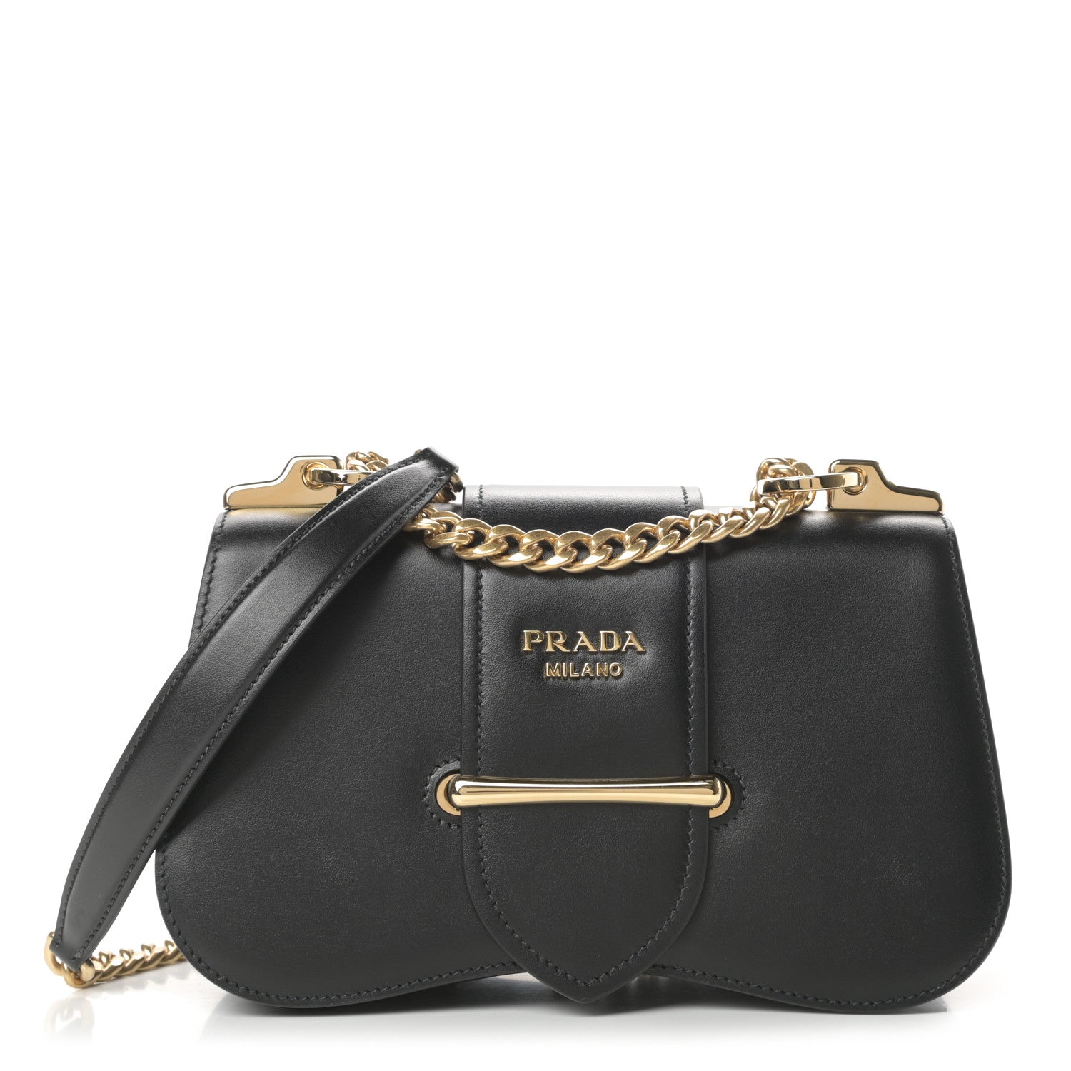 Prada City Calfskin Sidonie Small Chain Crossbody Bag Black 1 of 14