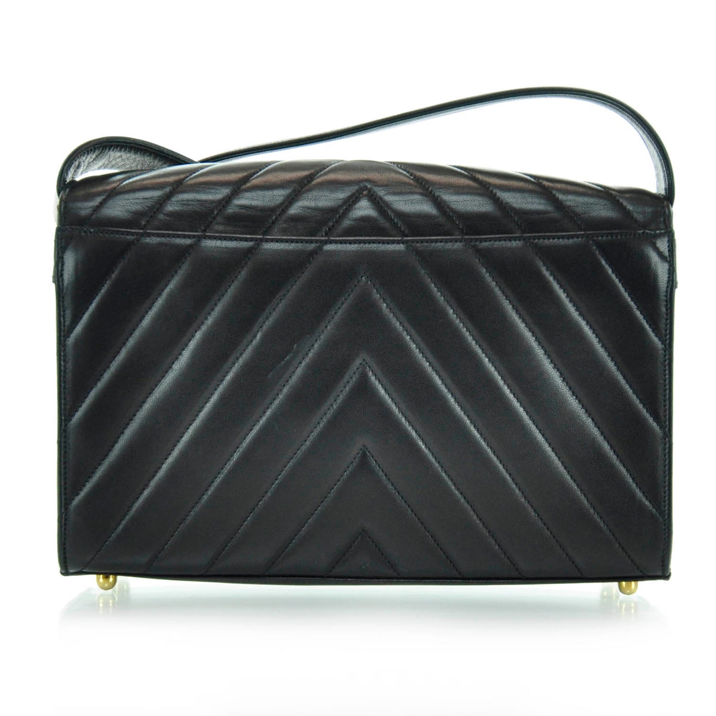 Lambskin Chevron Flap Bag Black