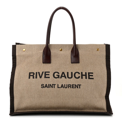 Saint Laurent Linen Calfskin Rive Gauche Tote Natural 1 of 10