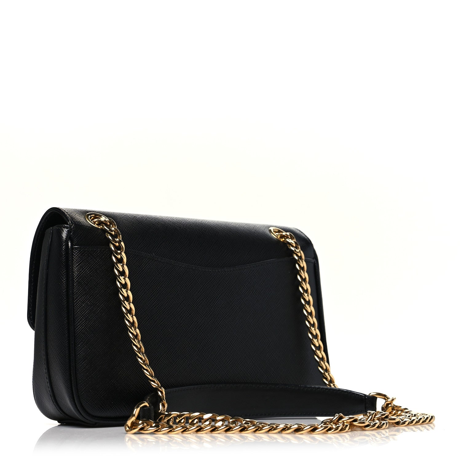 Prada Saffiano Flap Shoulder Bag Black 3 of 8