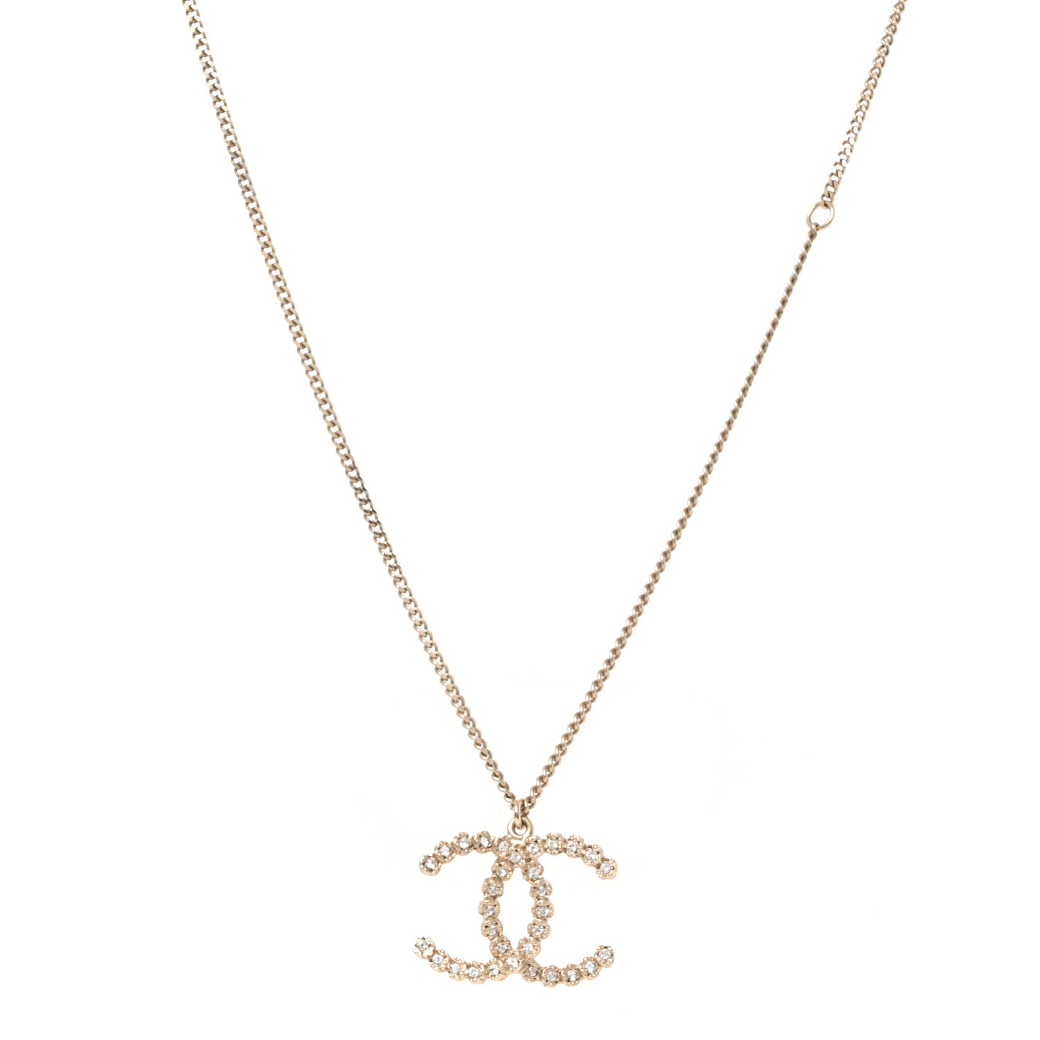 Chanel Crystal CC Pendant Necklace Gold 1 of 5