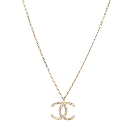 Chanel Crystal CC Pendant Necklace Gold 1 of 5