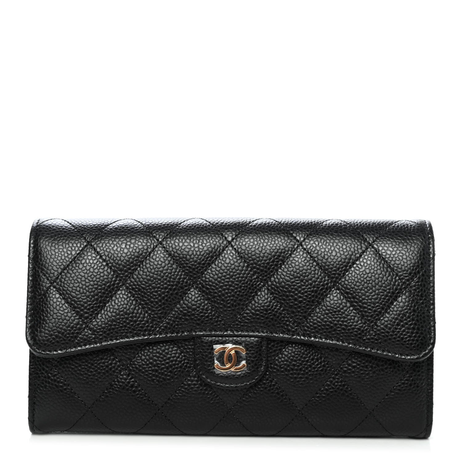 Chanel Caviar Quilted Large Gusset Flap Wallet Black 1 of 4