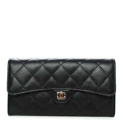 Chanel Caviar Quilted Large Gusset Flap Wallet Black 1 of 4
