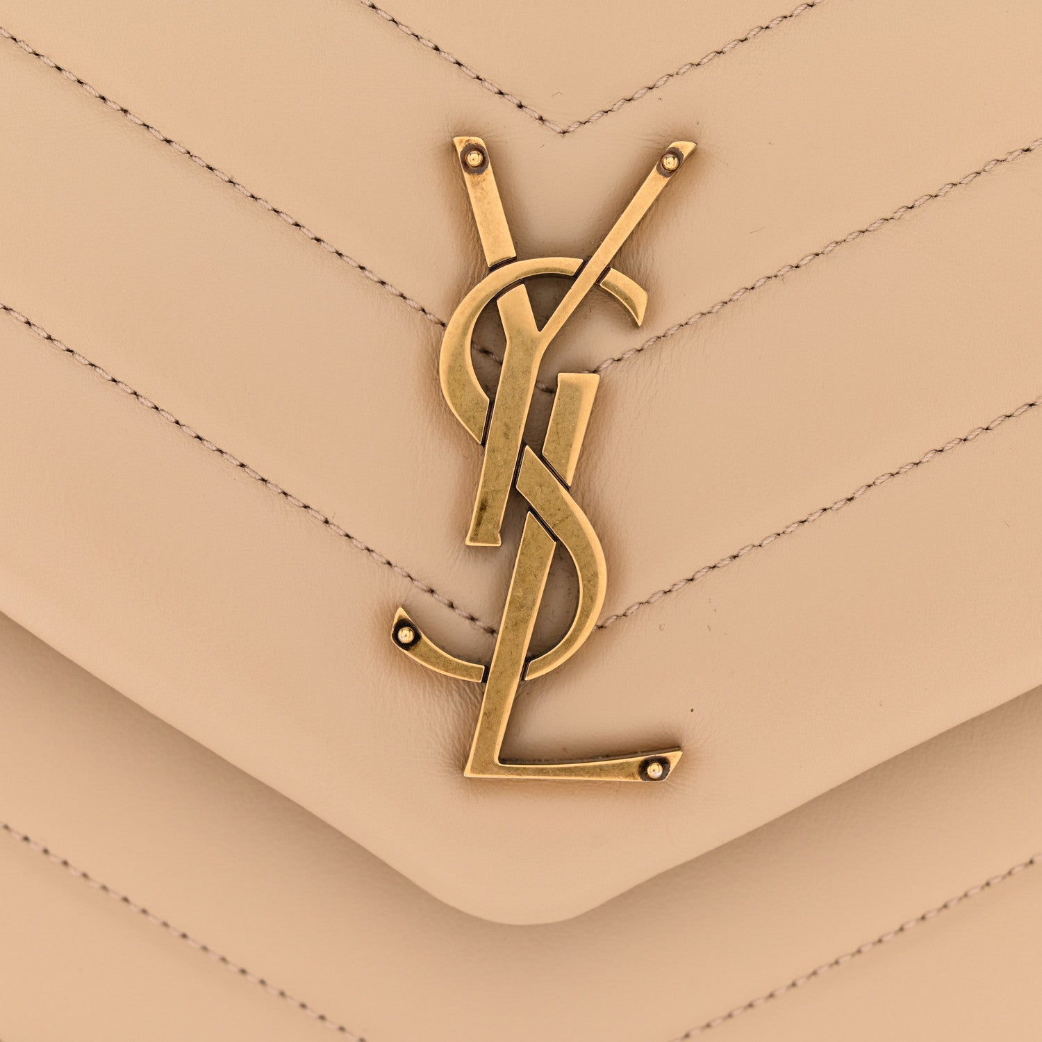 Saint Laurent Calfskin Y Quilted Monogram Medium Loulou Chain Satchel Nude Powder 12 of 13