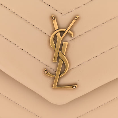 Saint Laurent Calfskin Y Quilted Monogram Medium Loulou Chain Satchel Nude Powder 12 of 13