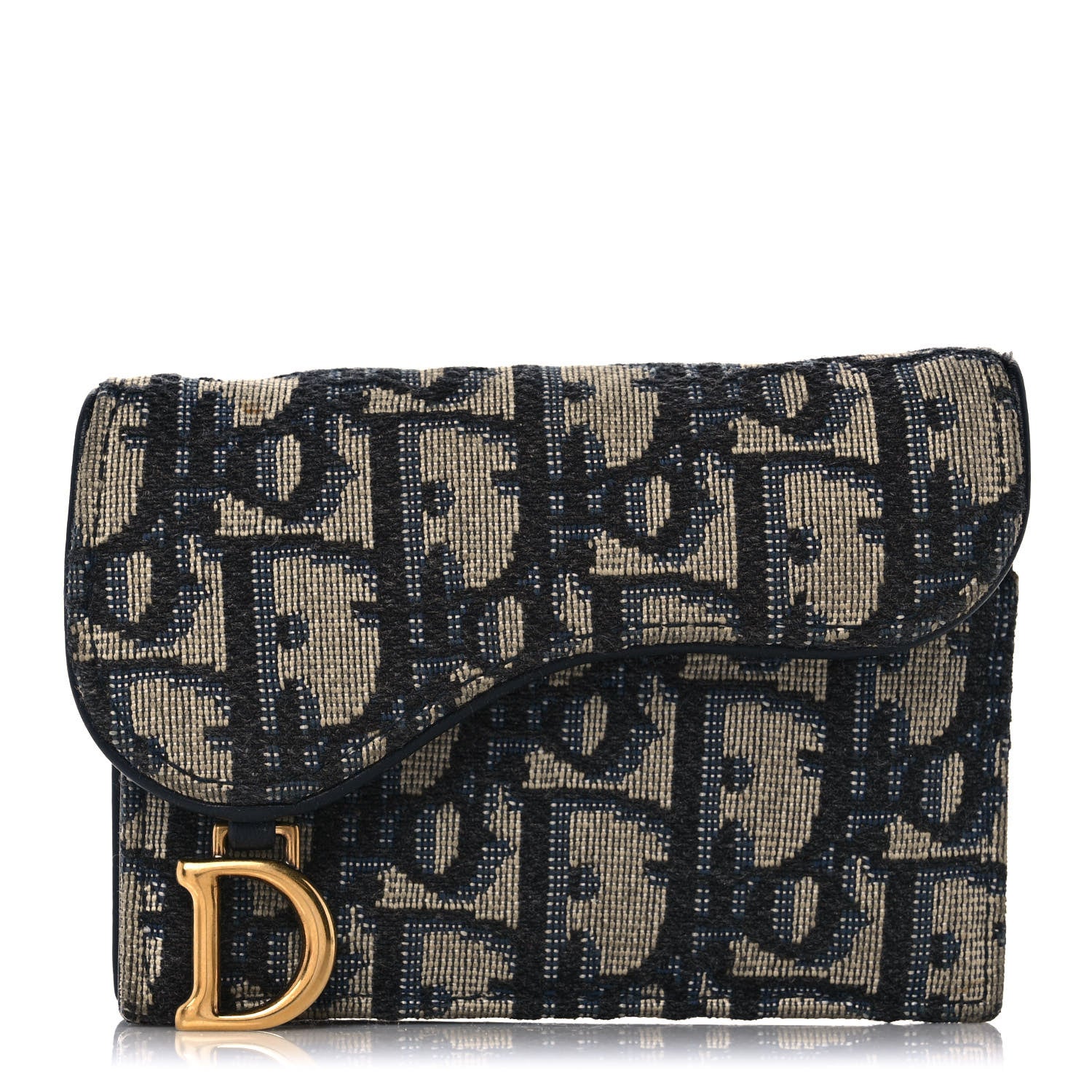 Christian Dior Oblique Saddle Card Holder Blue 1 of 10
