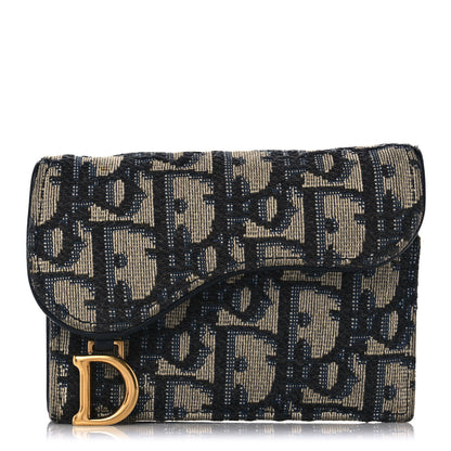 Christian Dior Oblique Saddle Card Holder Blue 1 of 10