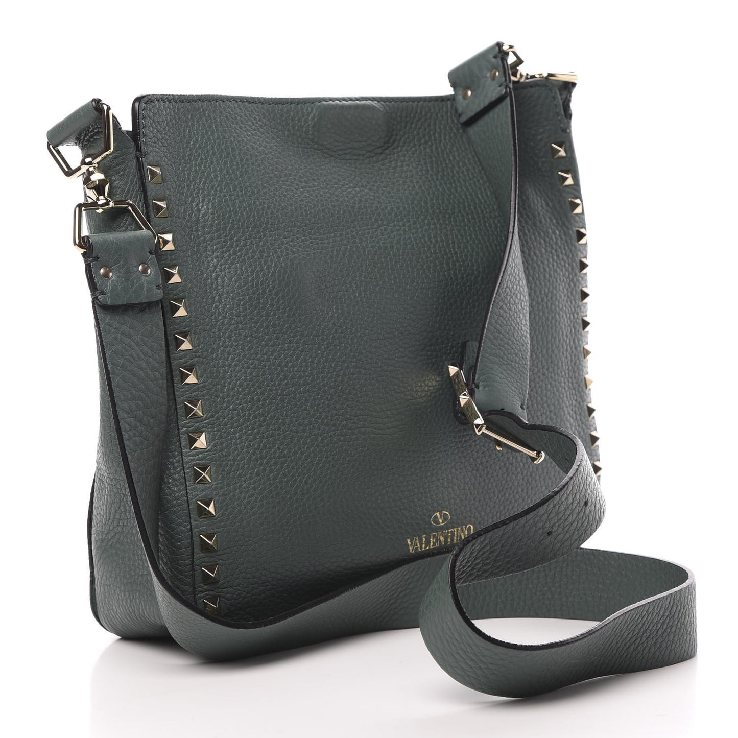 Pebbled Calfskin Small Rockstud Flip-Lock Messenger Bag Giada