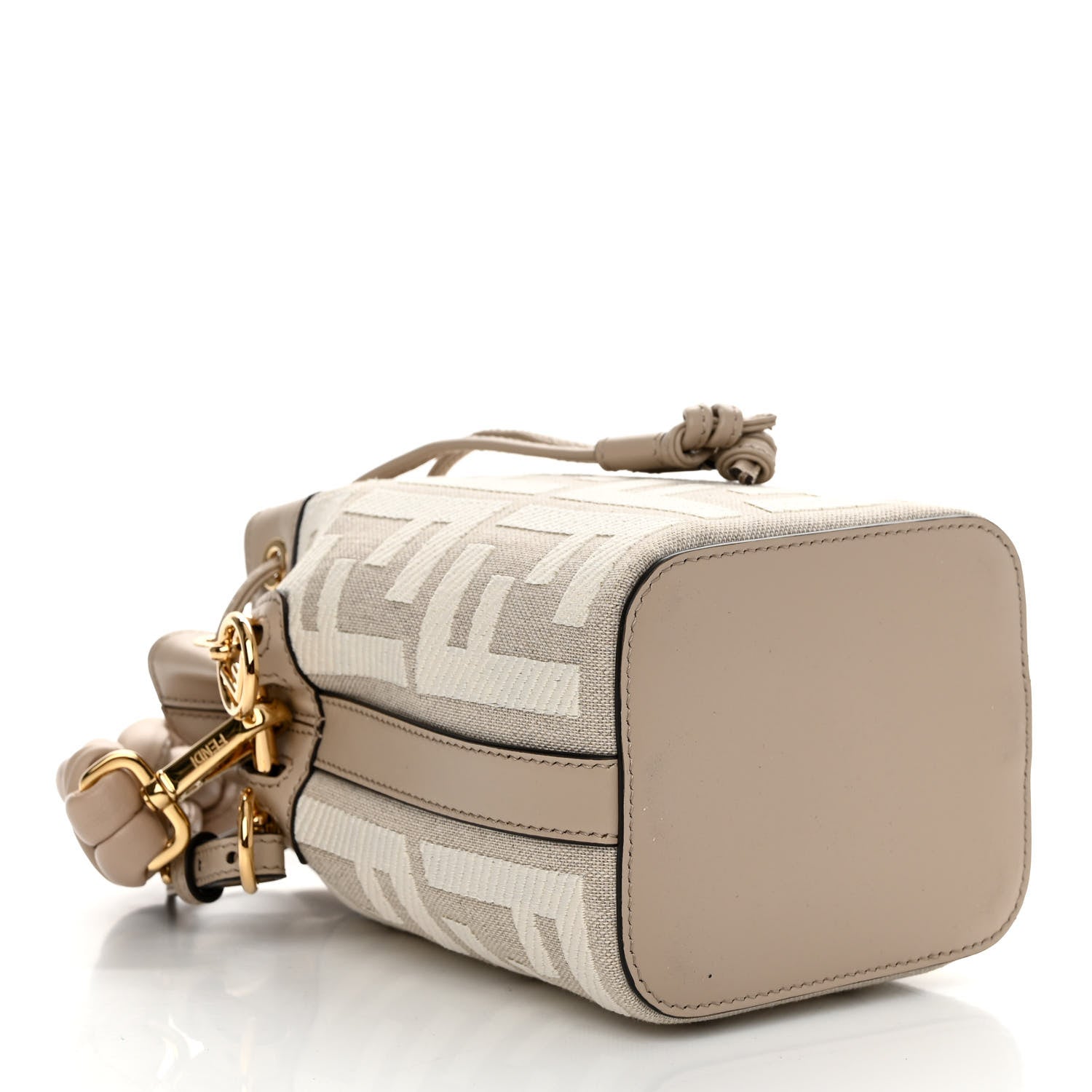 Fendi Canvas Nappa F is Fendi FF Embroidered Mini Mon Tresor Bucket Bag Grezzo White Nuvola 4 of 10