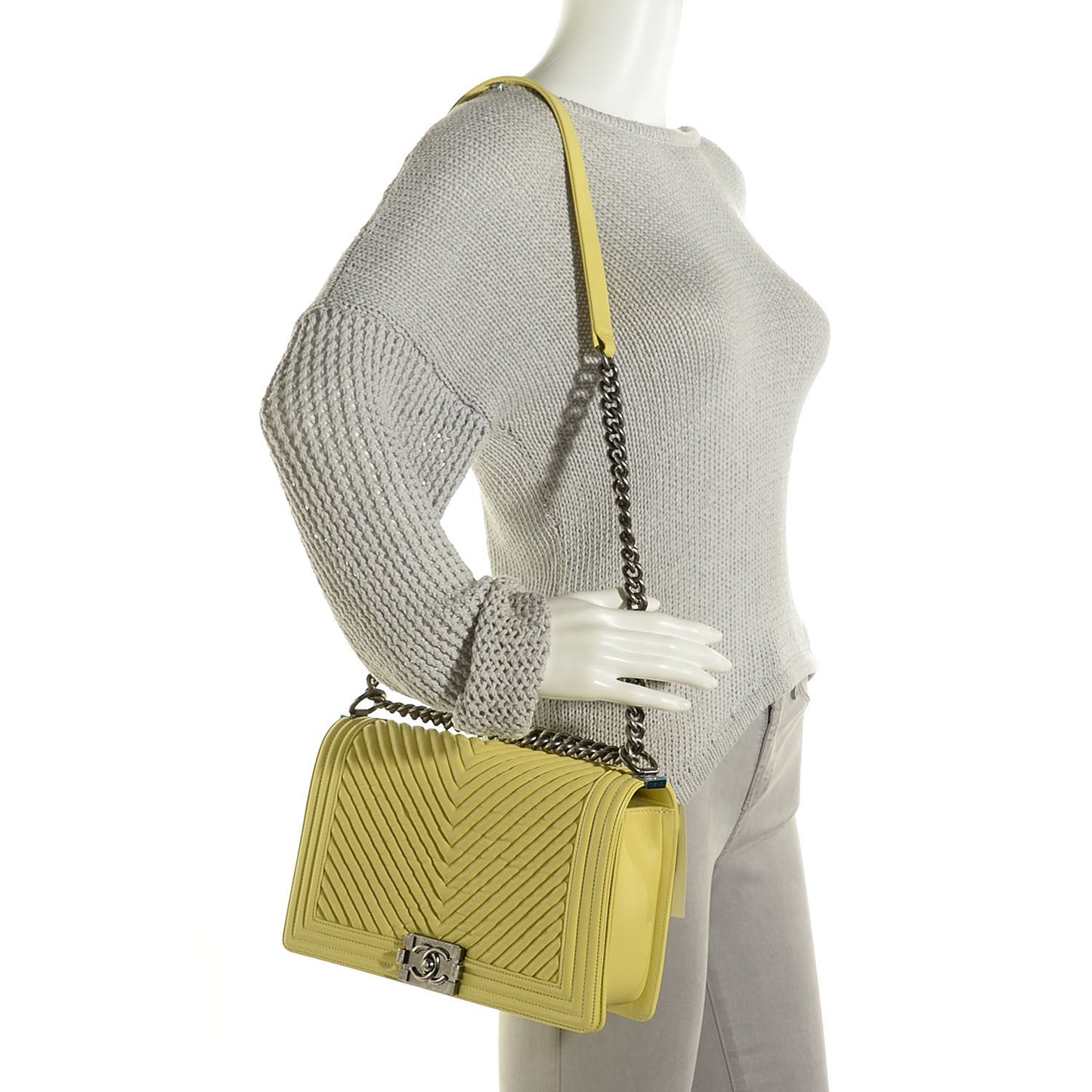 Wrinkled Lambskin Chevron New Medium Boy Flap Yellow