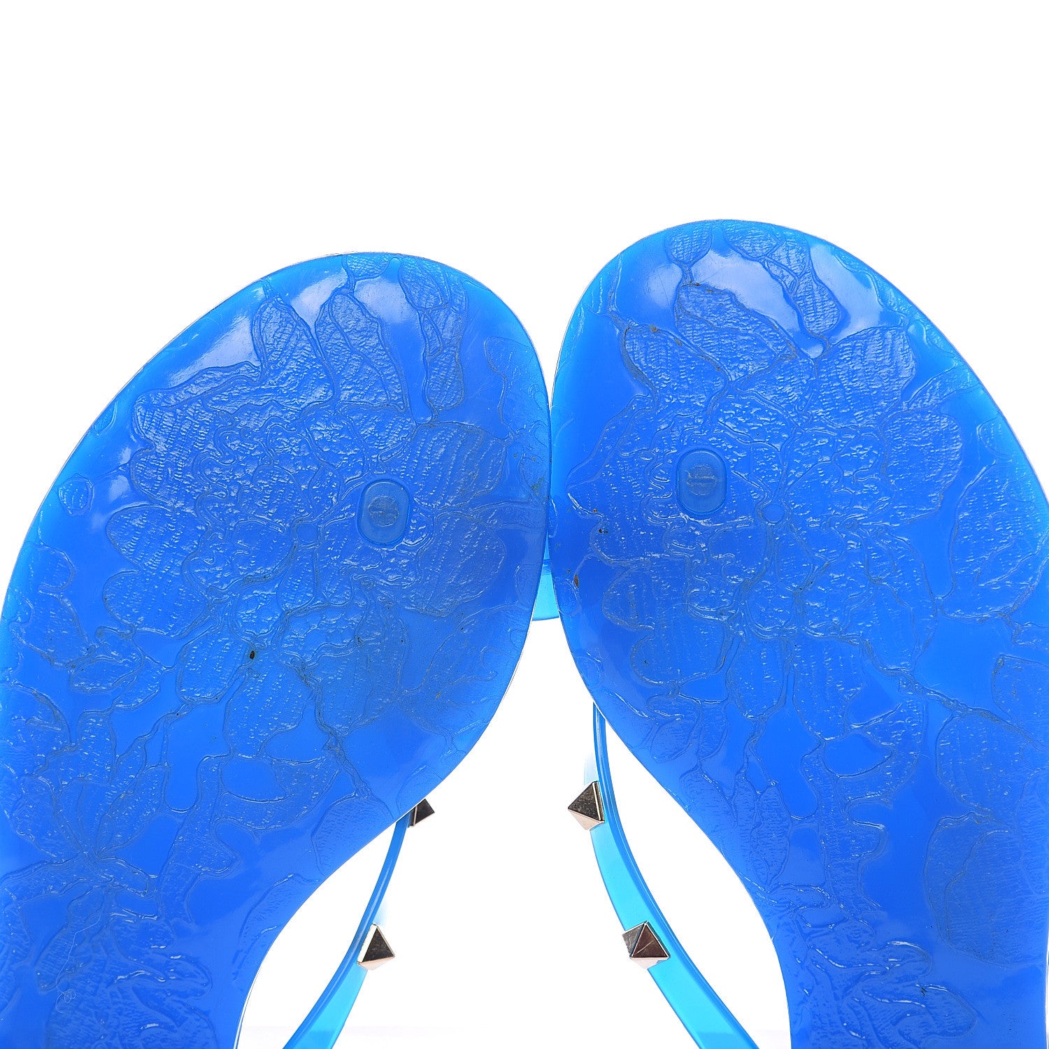 Valentino Garavani PVC Jelly Rockstud Bow Thong Sandals 37 Blue Fluo 7 of 11