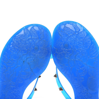 Valentino Garavani PVC Jelly Rockstud Bow Thong Sandals 37 Blue Fluo 7 of 11