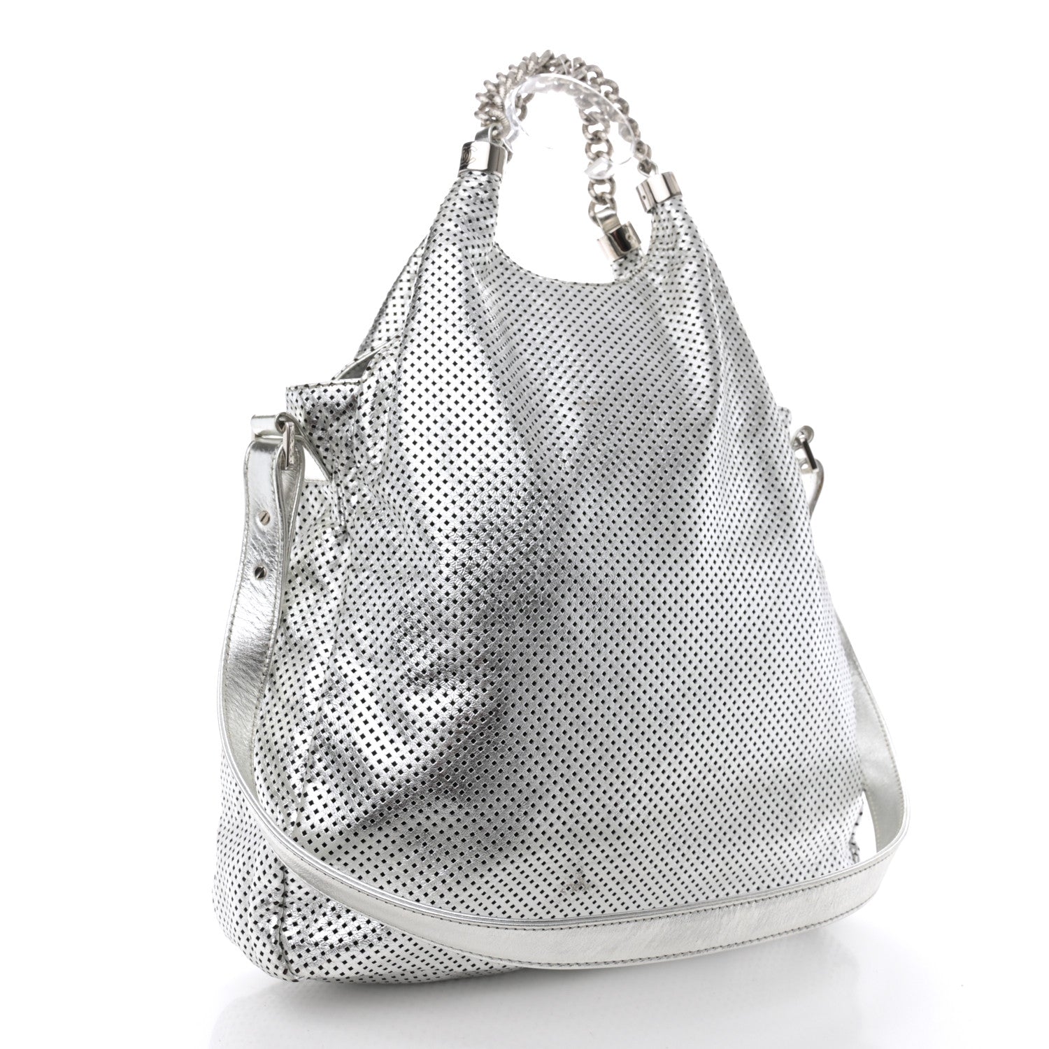 Chanel Metallic Glazed Calfskin Perforated Medium Rodeo Drive Tote Silver 3 of 11