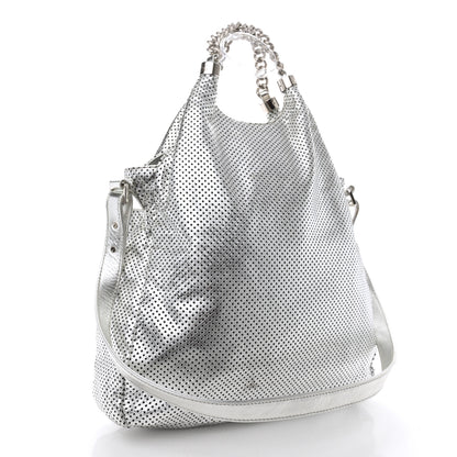 Chanel Metallic Glazed Calfskin Perforated Medium Rodeo Drive Tote Silver 3 of 11
