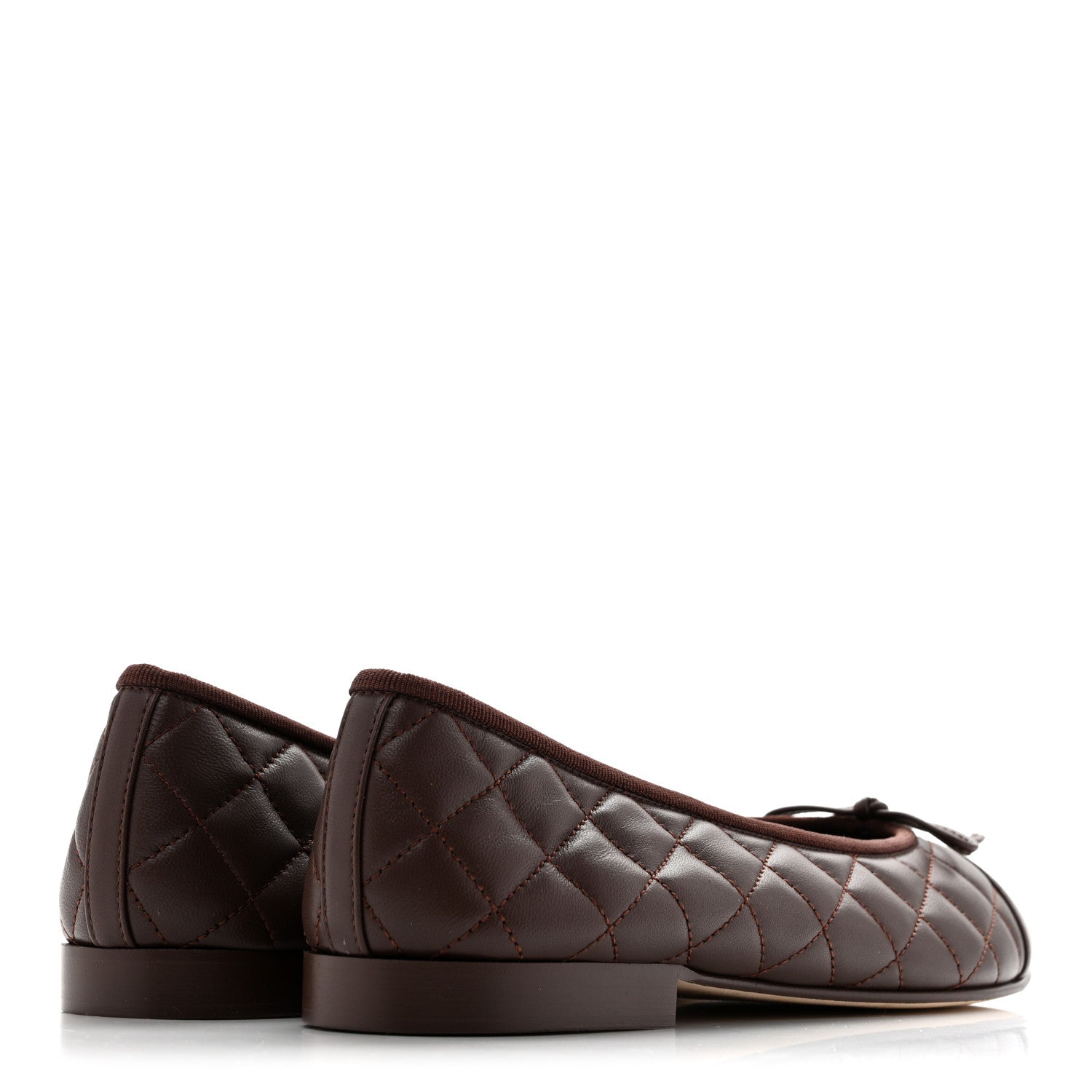 Chanel Lambskin Quilted CC Cap Toe Ballerina Flats 39.5 Chocolate 5 of 11