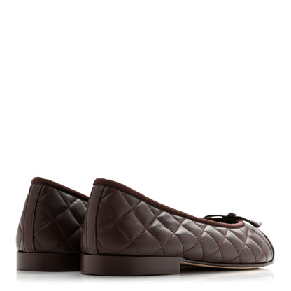 Chanel Lambskin Quilted CC Cap Toe Ballerina Flats 39.5 Chocolate 5 of 11