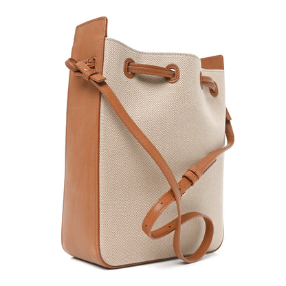 Saint Laurent Canvas Calfskin Small Bucket Bag Desert Dust Brick 3 of 10